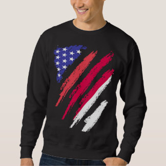 Indonesian American Patriot Grown Heart Flag Strip Sweatshirt