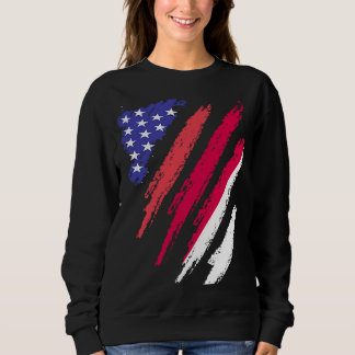 Indonesian American Patriot Grown Heart Flag Strip Sweatshirt