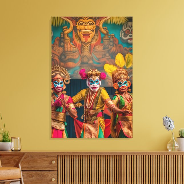 Indonesian Bali Masked Dancers  Canvas Print (Insitu(LivingRoom))