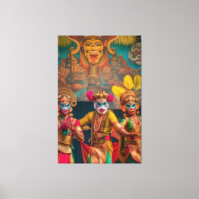 Indonesian Bali Masked Dancers  Canvas Print (Front)