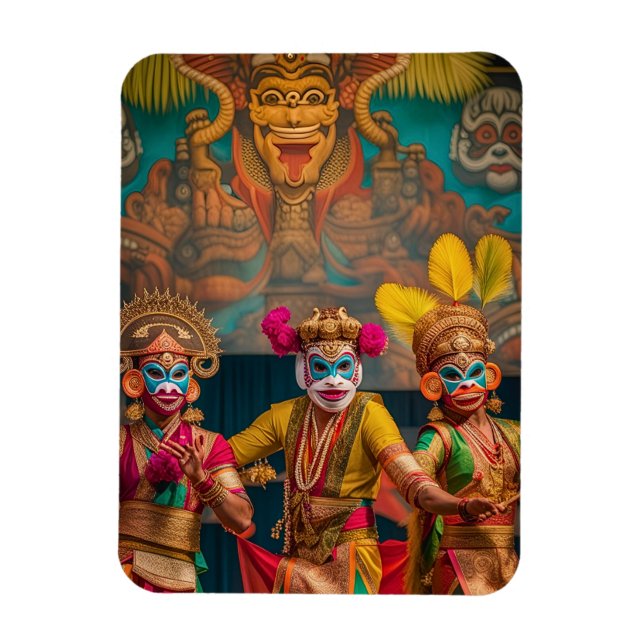 Indonesian Bali Masked Dancers  Magnet (Vertical)