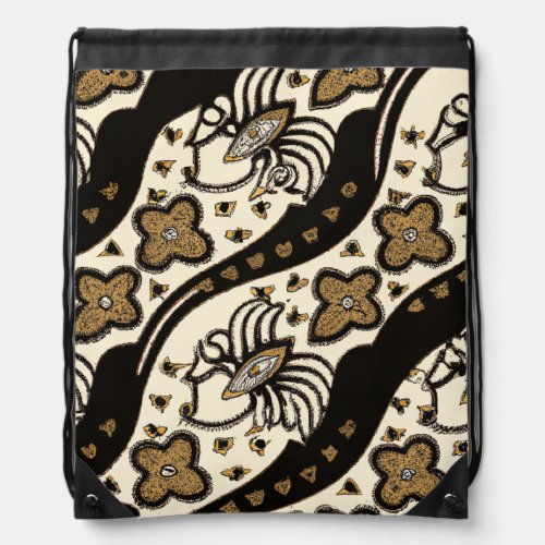 Indonesian  Balinese Art Design Drawstring Bag