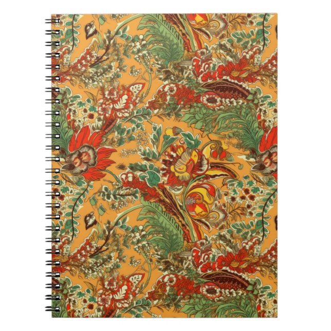 Indonesian Batik Balinese Style Yellow Orange Notebook (Front)
