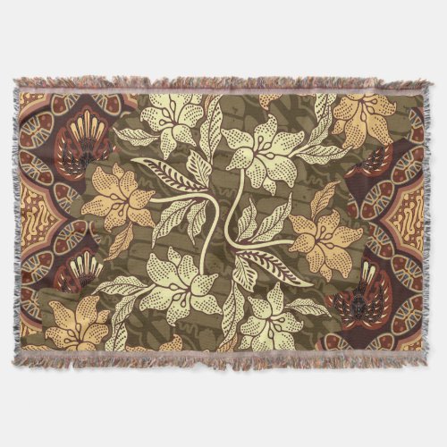 Indonesian Batik Motifs Exclusive Vintage Throw Blanket