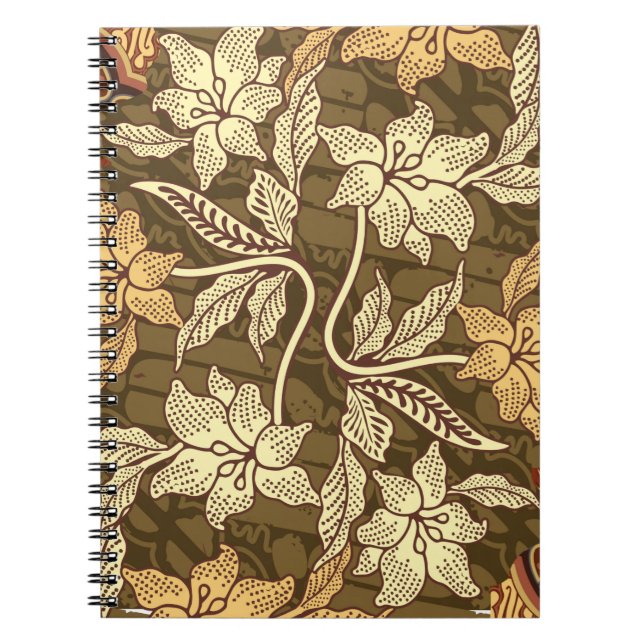 Indonesian batik motifs with flora and fauna patte notebook (Front)