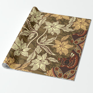 Indonesian batik motifs with flora and fauna patte wrapping paper