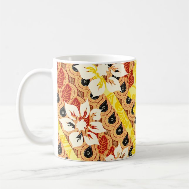Indonesian batik motifs with very distinctive plan coffee mug (Left)