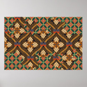 Indonesian batik motifs with very distinctive plan poster