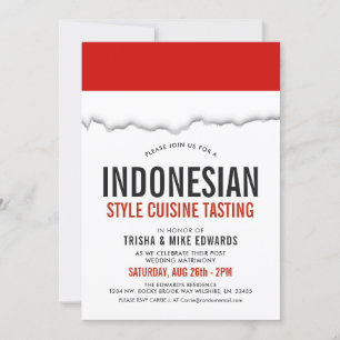 Indonesian Cuisine Party Flag White Invite