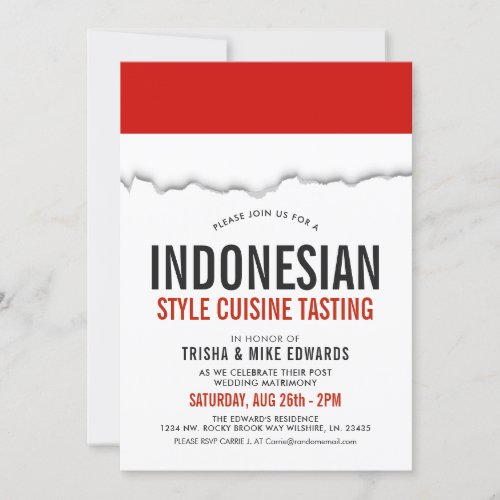 Indonesian Cuisine  Party Flag White Invite