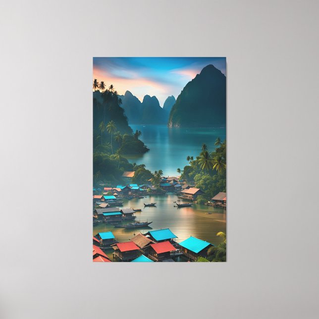 Indonesian Fishing Village  Canvas Print (Front)