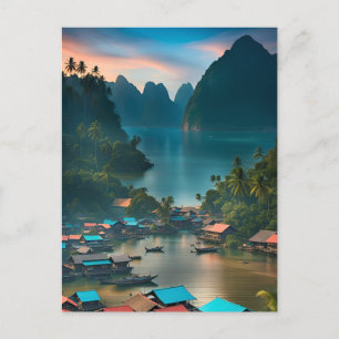 Indonesian Fishing Village Postcard