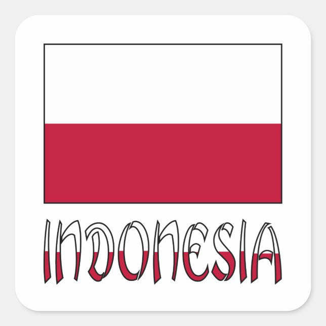 Indonesian Flag and Indonesia Square Sticker (Front)