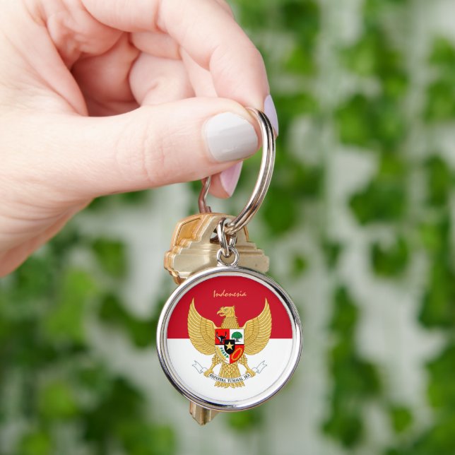 Indonesian flag, emblem & Indonesia holiday /sport Keychain (Hand)