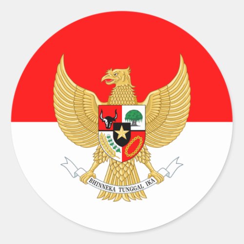 Indonesian Flag  National Emblem Indonesia Classic Round Sticker