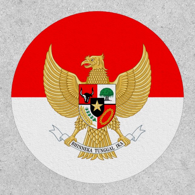 Indonesian Flag & National Emblem, Indonesia Patch (Front)