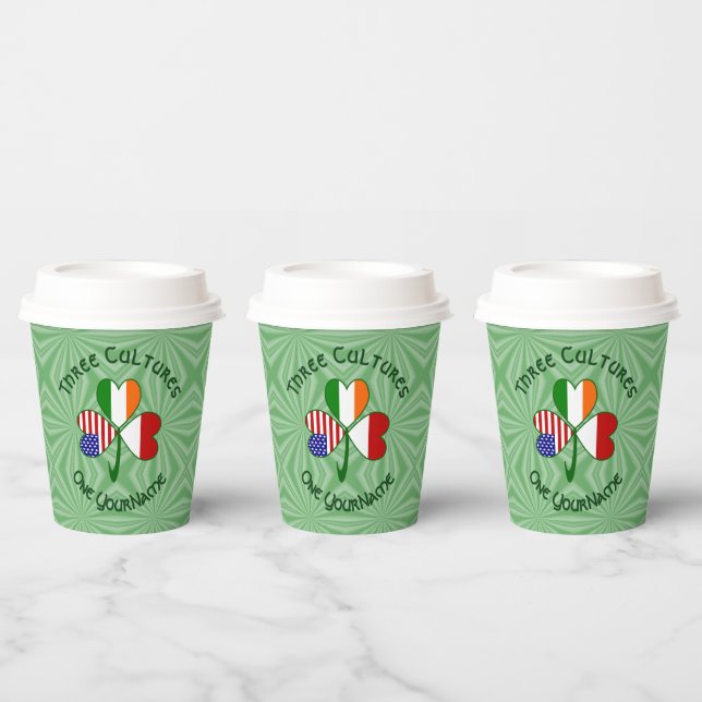 Indonesian Irish USA Shamrock Personalize Text Paper Cups (Multi)