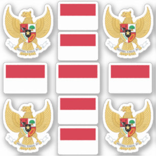 Indonesian national symbols /coat of arms and flag sticker