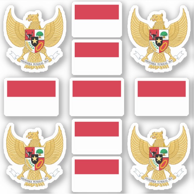 Indonesian national symbols /coat of arms and flag sticker (Front)