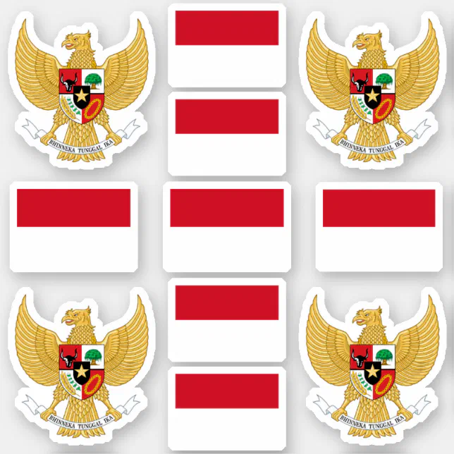 Indonesian national symbols /coat of arms and flag sticker | Zazzle