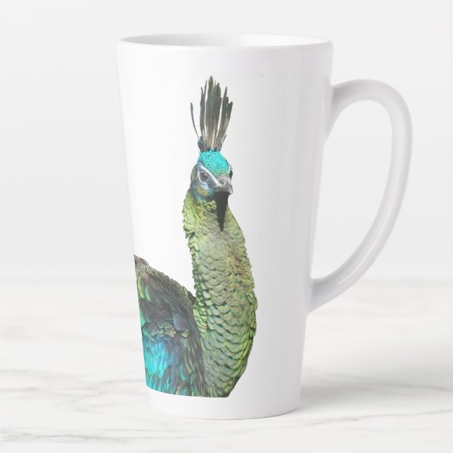 Indonesian Peacock Face Latte Mug (Right)