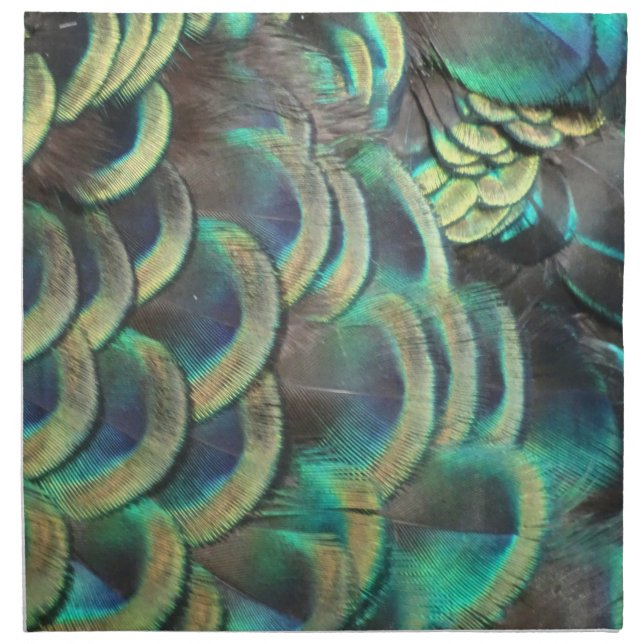 Indonesian Peacock Feathers Pattern Cloth Napkin (Front)