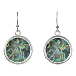 Indonesian Peacock Feathers Pattern Earrings
