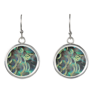 Indonesian Peacock Feathers Pattern Earrings