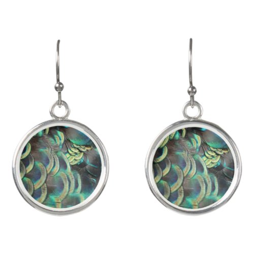 Indonesian Peacock Feathers Pattern Earrings