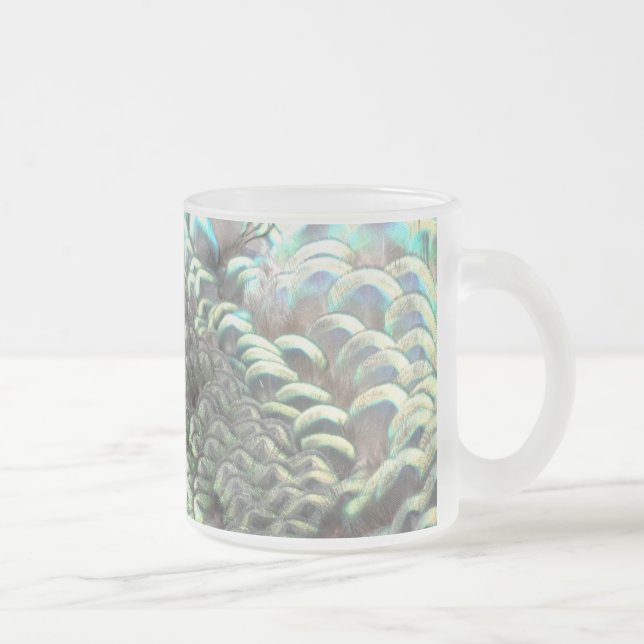 Indonesian Peacock Feathers Pattern Fr. Glass Mug (Right)