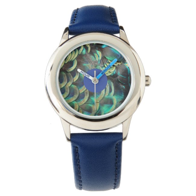 Indonesian Peacock Feathers Pattern Kids Watch