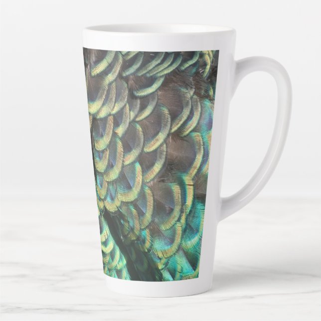 Indonesian Peacock Feathers Pattern Latte Mug (Right)