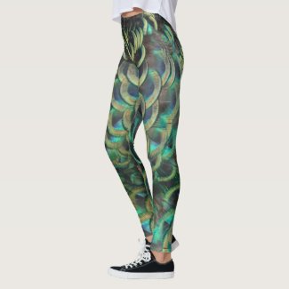 Indonesian Peacock Feathers Pattern Legging