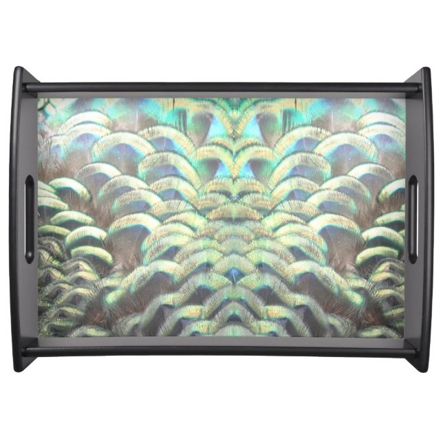Indonesian Peacock Feathers Pattern Serving Tray (Front)