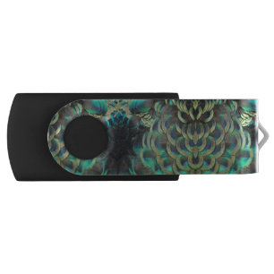 Indonesian Peacock Feathers Pattern USB-Stick Flash Drive
