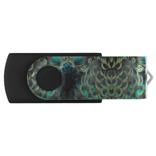Indonesian Peacock Feathers Pattern USB_Stick Flash Drive