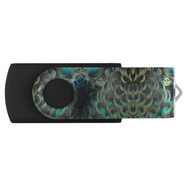 Indonesian Peacock Feathers Pattern USB-Stick Flash Drive (Front)
