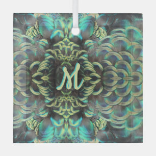 Indonesian Peacock Pattern Cust. Monogram Ornament