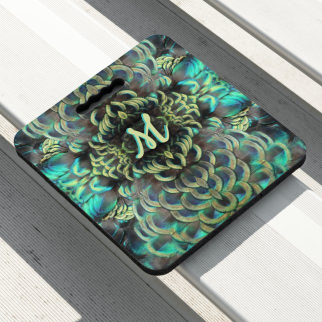 Indonesian Peacock Pattern Monogram Seat Cushion (In Situ)