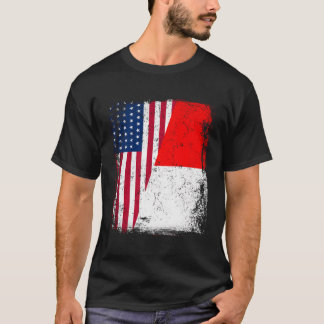 Indonesian Roots Half American Flag Usa Indonesia T-Shirt