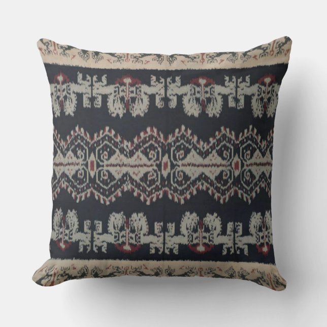Indonesian Tribal Ikat Textiles Weavings Indonesia Throw Pillow (Front)