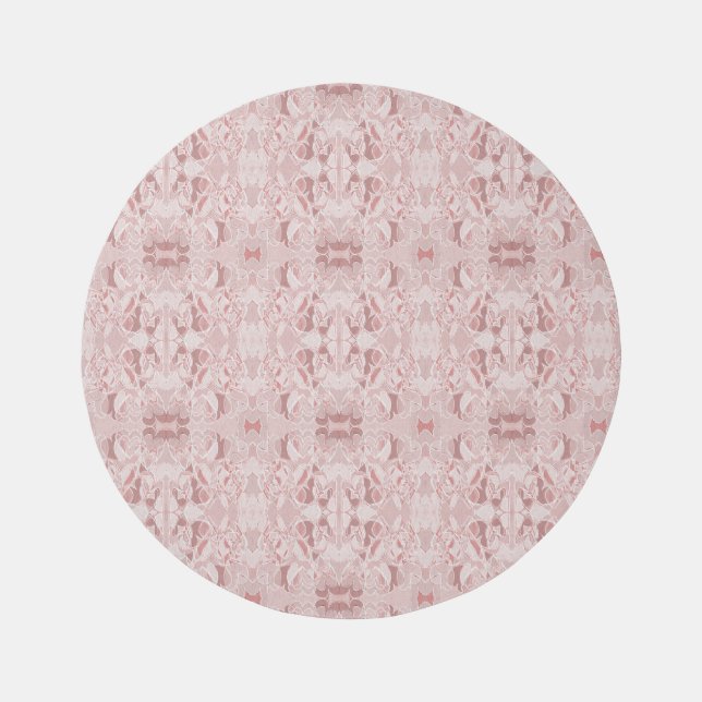 Indoor 5' Circular Abstract Rug in Pink (Front)