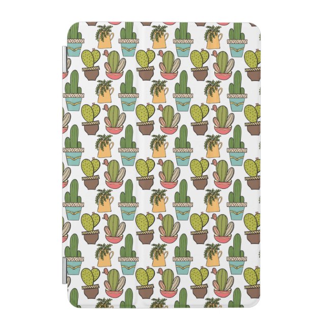 Indoor Cactus & Succulents In Pots Pattern iPad Mini Cover (Front)