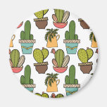 Indoor Cactus &amp; Succulents In Pots Pattern Magnet
