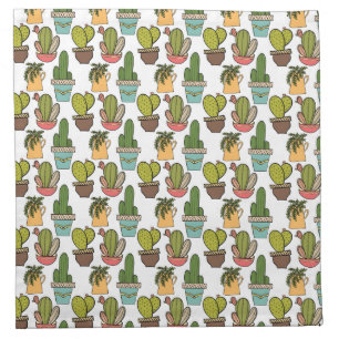 Indoor Cactus & Succulents In Pots Pattern Napkin