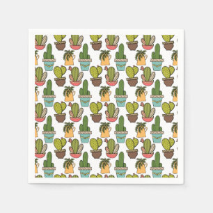 Indoor Cactus & Succulents In Pots Pattern Napkins