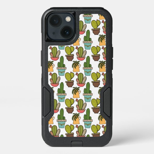 Indoor Cactus & Succulents In Pots Pattern Otterbox iPhone Case (Back)