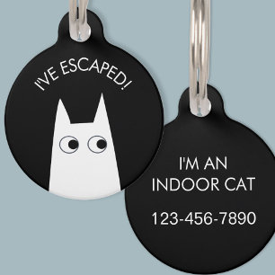 Indoor Cat Escaped White Cat Pet ID Tag