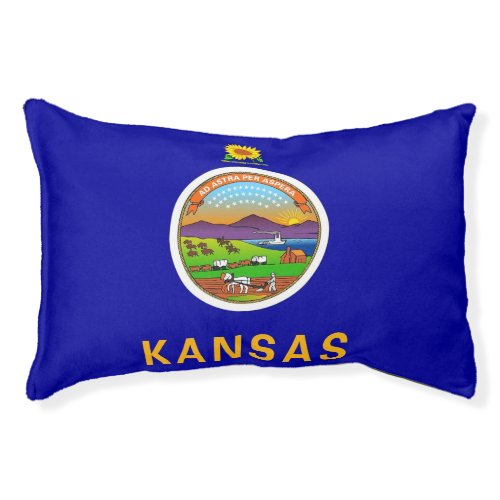 Indoor Dog Bed With flag of Kansas State USA