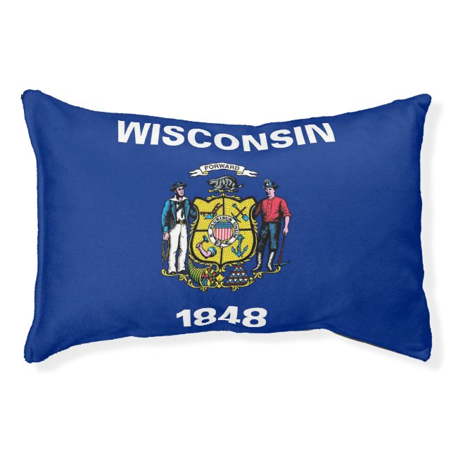 Indoor Dog Bed With flag of Wisconsin, USA (Front)